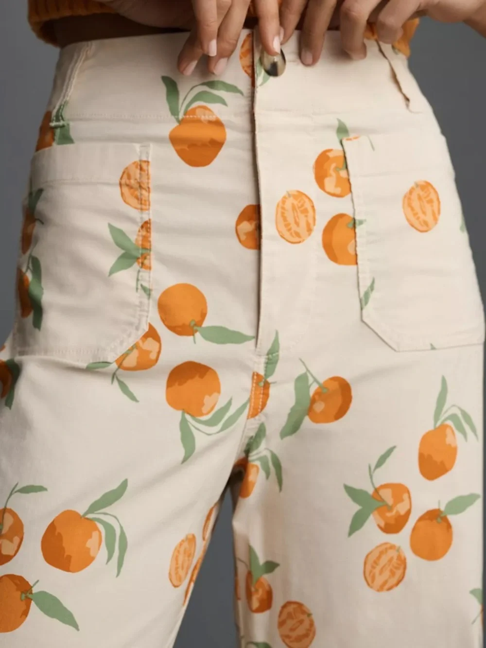 NWT Anthropologie Maeve Colette Crop Wide Leg Pants Orange Tangerine Mandarin 28 - Picture 4 of 4
